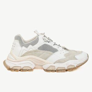 Moncler Leave No Trace Leather Suede Mesh Sneaker in White
